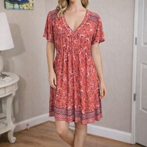 Knox Rose Orange and Pink Floral Dress